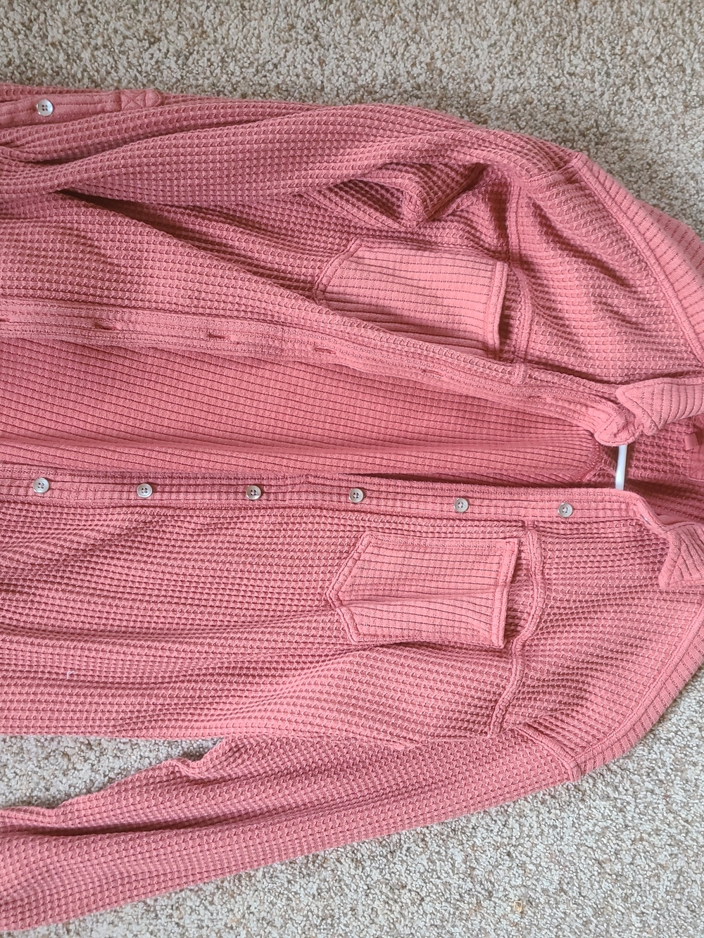 Aerie Rose Waffle-Knit Button Front Shirt